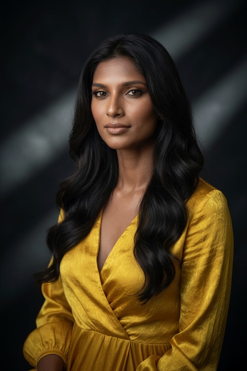 Meera red lip beauty closeup