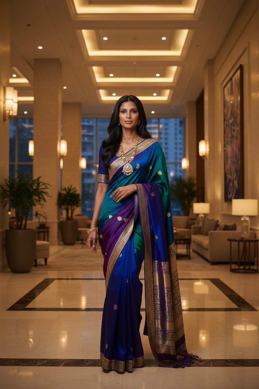 Meera sari blue hotel lobby