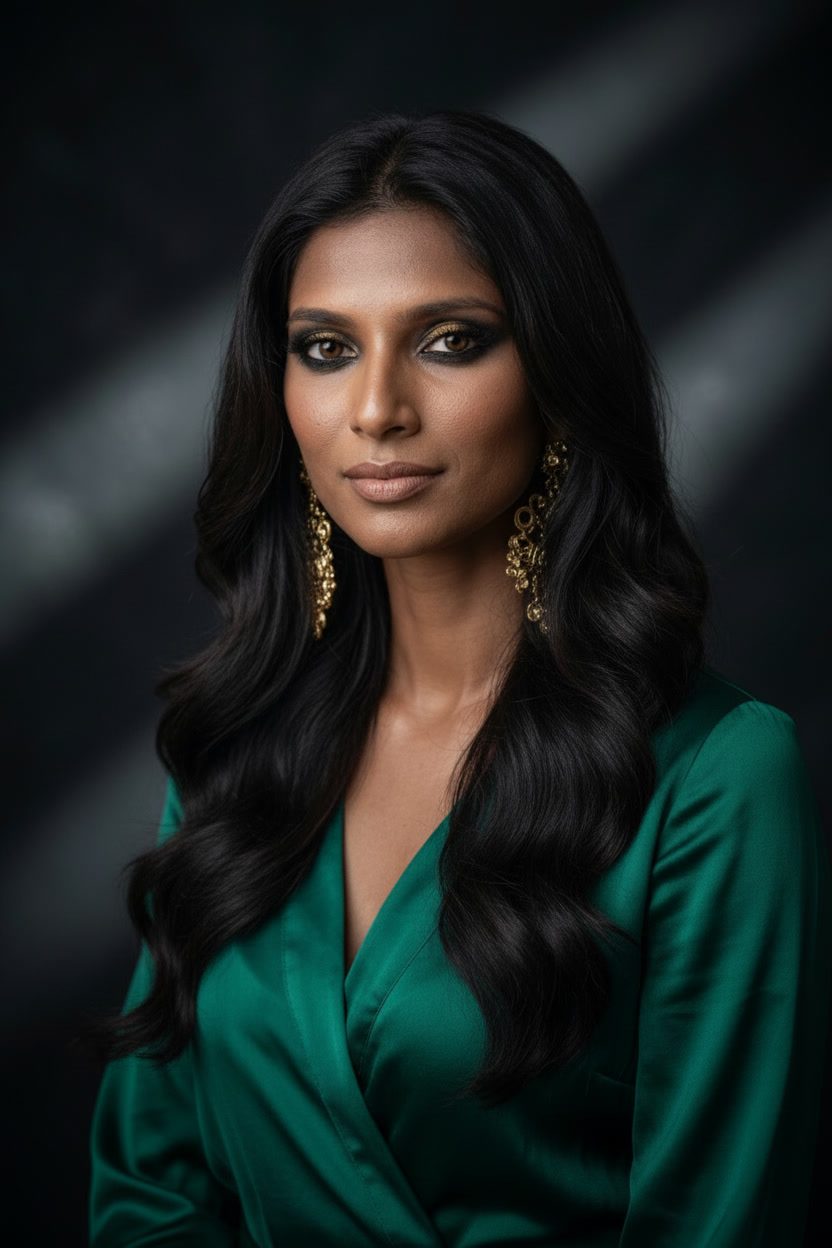 Meera blue gown art gallery opening